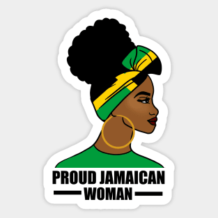 Proud Afro Jamaican Woman, Jamaica Flag Sticker